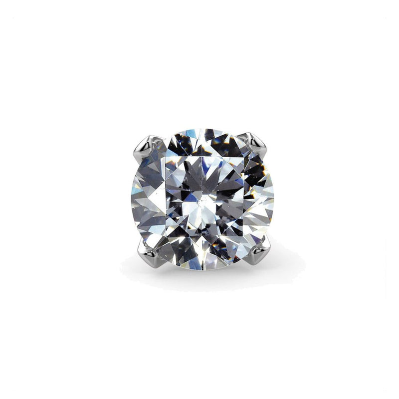 Close-up of 2.5mm AAA cubic zirconia in 4-prong martini setting, showcasing facet sparkle