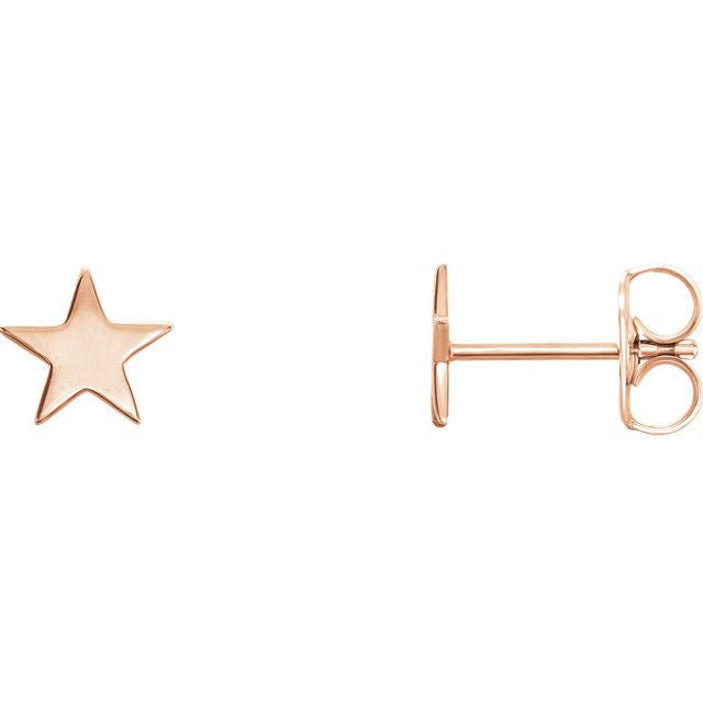 Star 14K Gold Earrings-14K Rose Gold