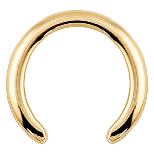 14k yellow gold 1.5mm band ear cuff, smooth polished finish, front view on white background