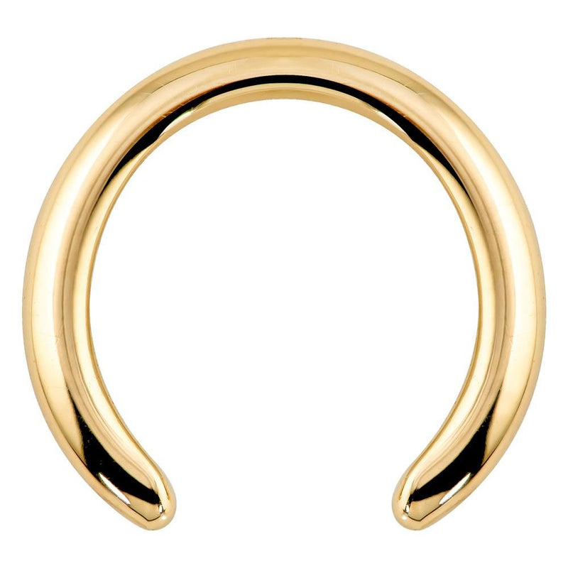 14k yellow gold 1.5mm band ear cuff, smooth polished finish, front view on white background