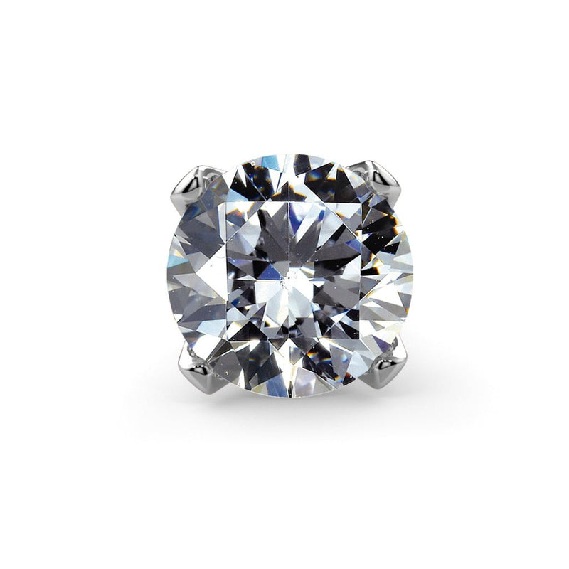 Extreme close-up of 3mm AAA cubic zirconia in 4-prong martini setting highlighting sparkle
