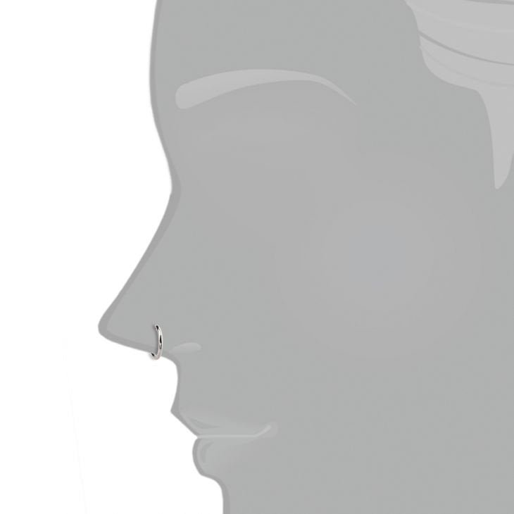 Platinum nose hoop ring shown on side-profile mannequin face to demonstrate fit and scale