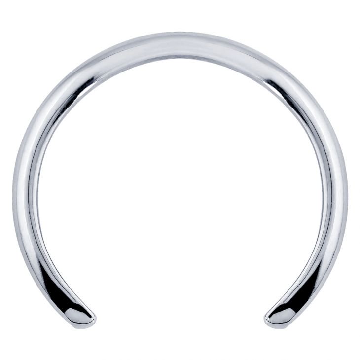 14k white gold 1mm thin band ear cuff, polished open-band front view