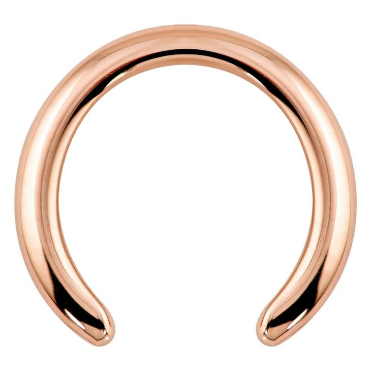 14k rose gold 1.5mm band ear cuff, smooth open-band design, front view on white background