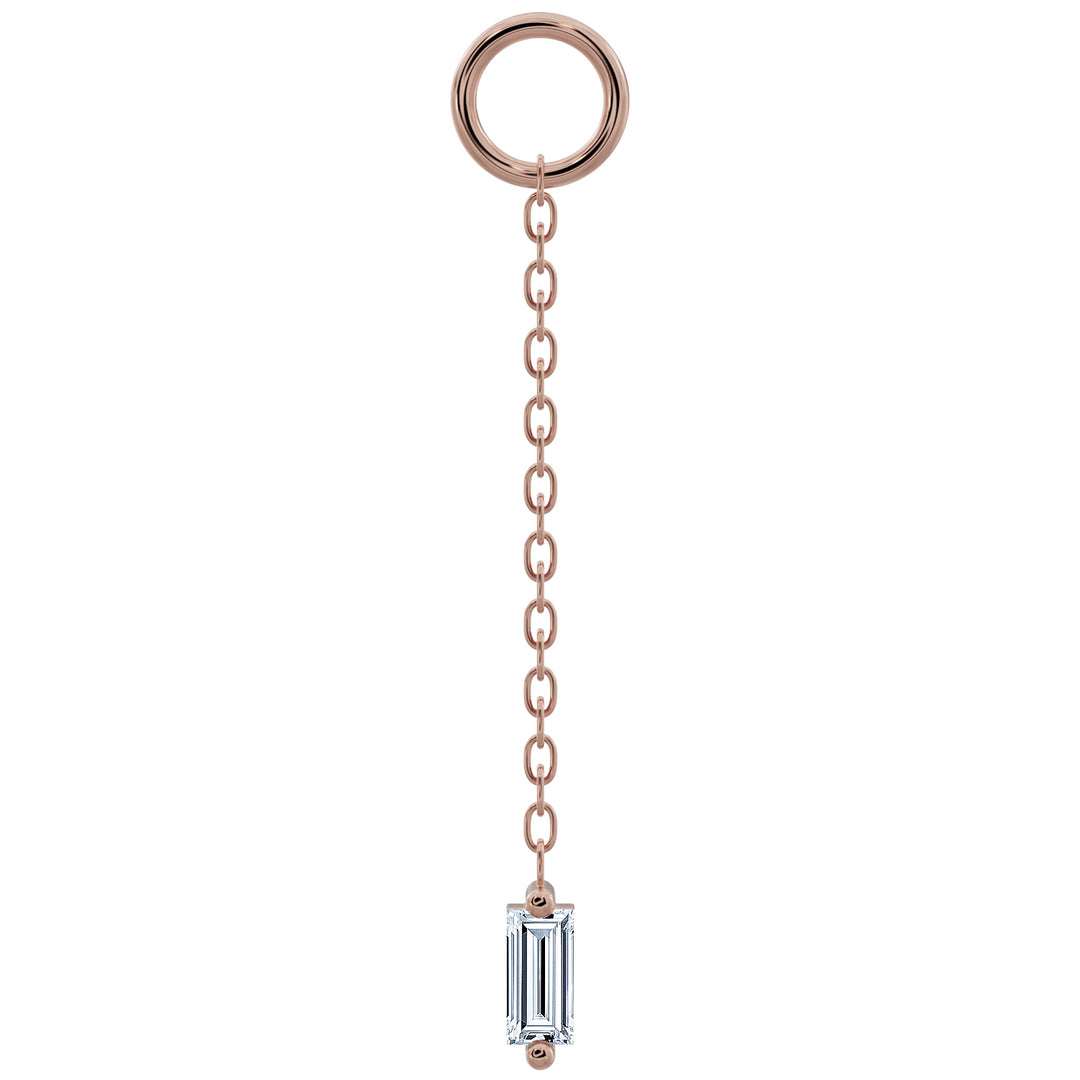 Sleek Baguette Diamond Chain Accessory-Long   14K Rose Gold