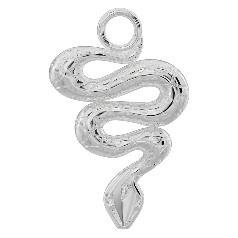 950 platinum coiled snake piercing charm with engraved scale texture, front view