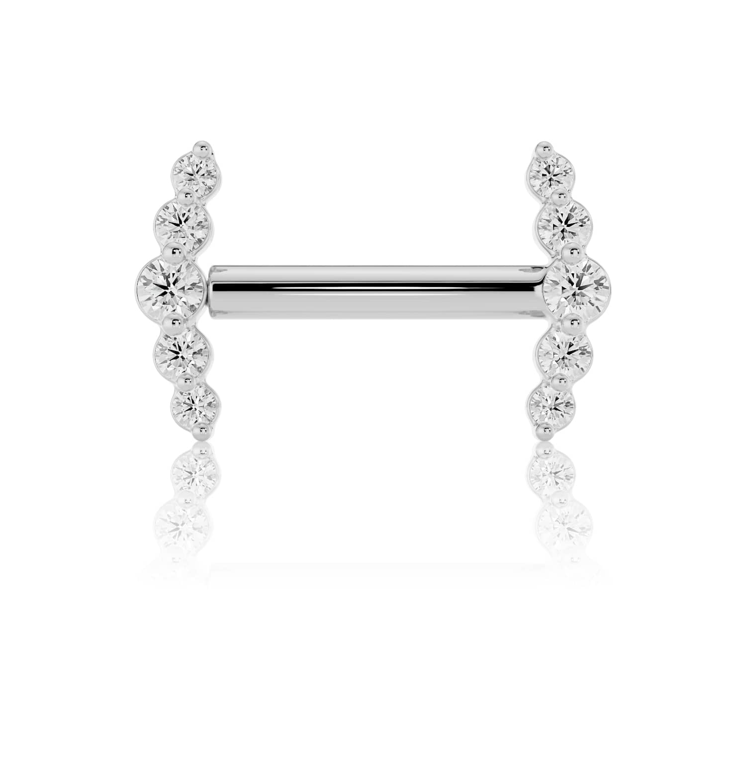 Cubic Zirconia Mini Climber Barbell Nipple Ring