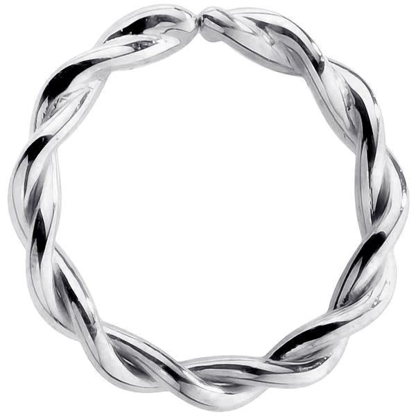 14K Gold Twisted Seamless Ring Hoop-14K White Gold   20G   5 16"
