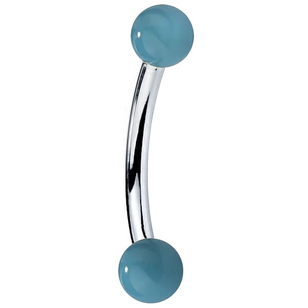 Faux Turquoise 14K Gold Curved Barbell-14K White Gold   18G   5 16"