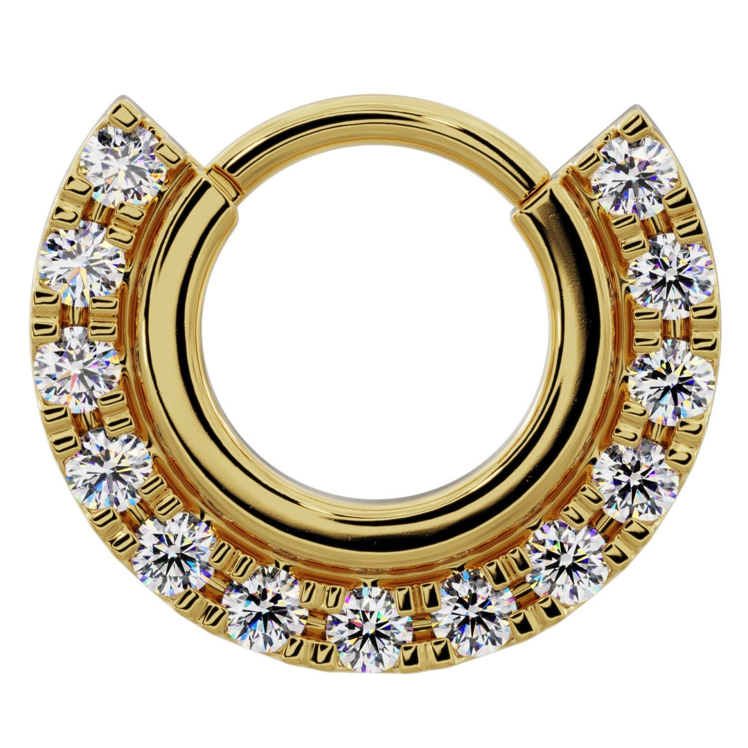Gold Band and Diamonds Clicker 14k Gold Clicker Ring Hoop-14K Yellow Gold   16G (1.2mm)   3 8" (9.5mm)