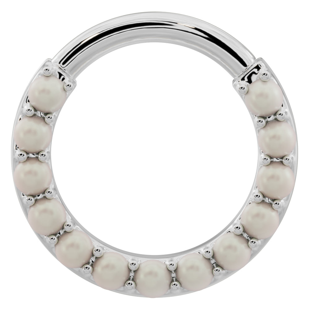 Pearl 14k Gold Clicker Ring Hoop-14K White Gold   16G (1.2mm)   1 2" (12.7mm)
