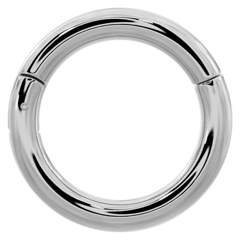 14k white gold plain clicker ring hoop, 14G front view showing thick tube and bright silver finish