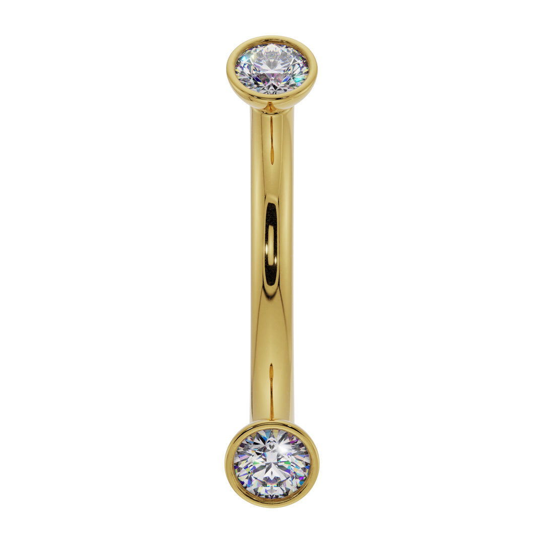 Dainty Diamond Bezel-Set Curved Barbell for Eyebrow Rook Belly-14K Yellow Gold   16G (1.2mm)   7 16" (11mm)
