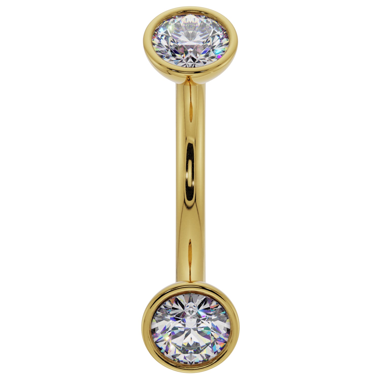 CZ Curved Barbell | 14K Gold Rook & Daith & Eyebrow Jewelry