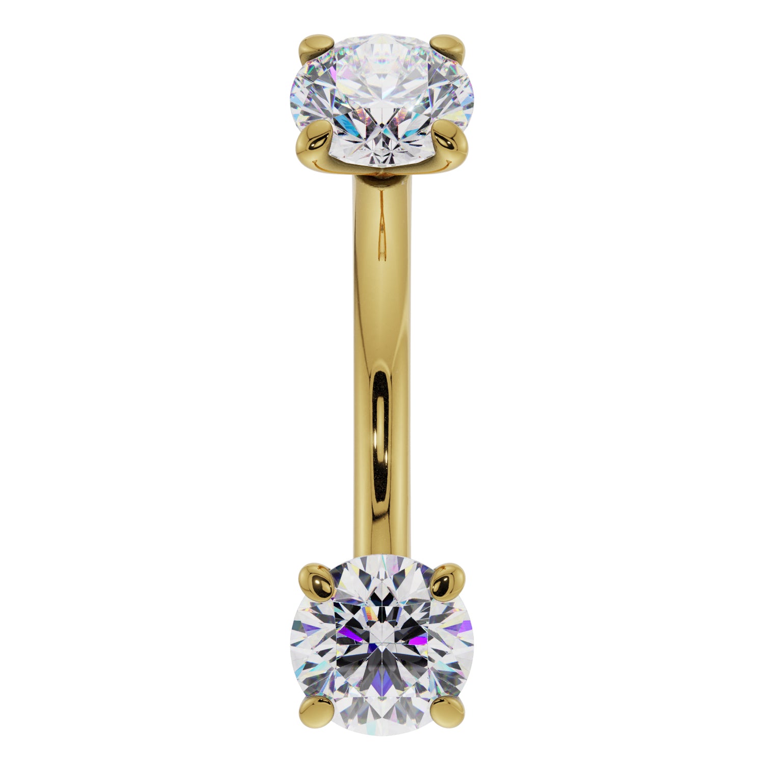 Cubic Zirconia Prong-Set Curved Barbell | 14K Gold – FreshTrends