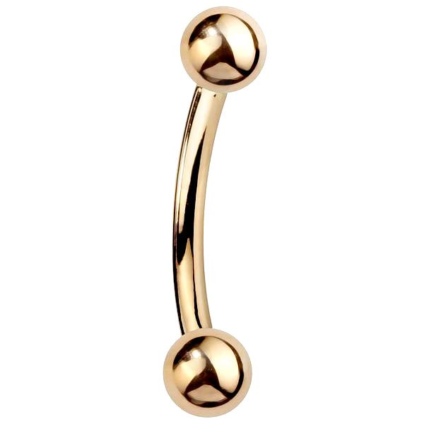 14K Gold Curved Barbell-14K Yellow Gold   14G (1.6mm)   7 16" (11mm)