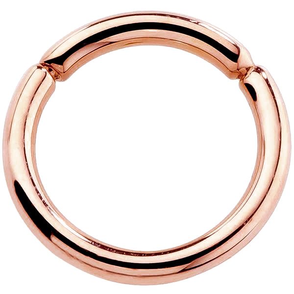 14K rose gold segment ring front view with warm blush tone and smooth polished hoop