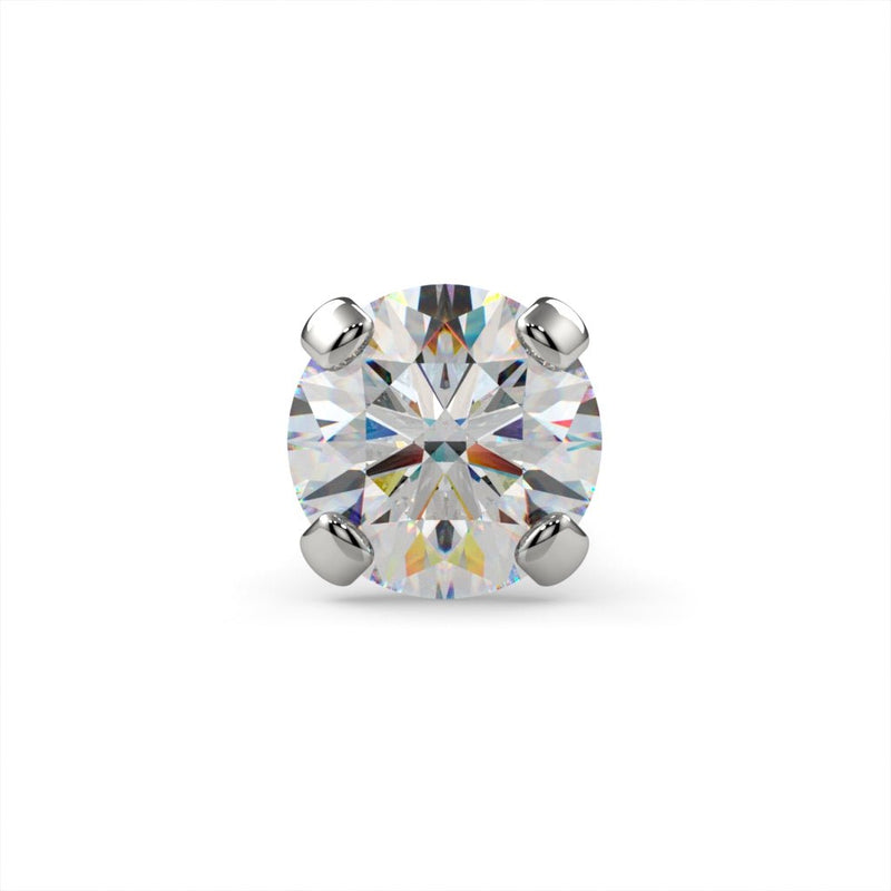 Close-up front view of 2.5mm VS1 diamond in 4-prong martini setting, showing full sparkle and facets