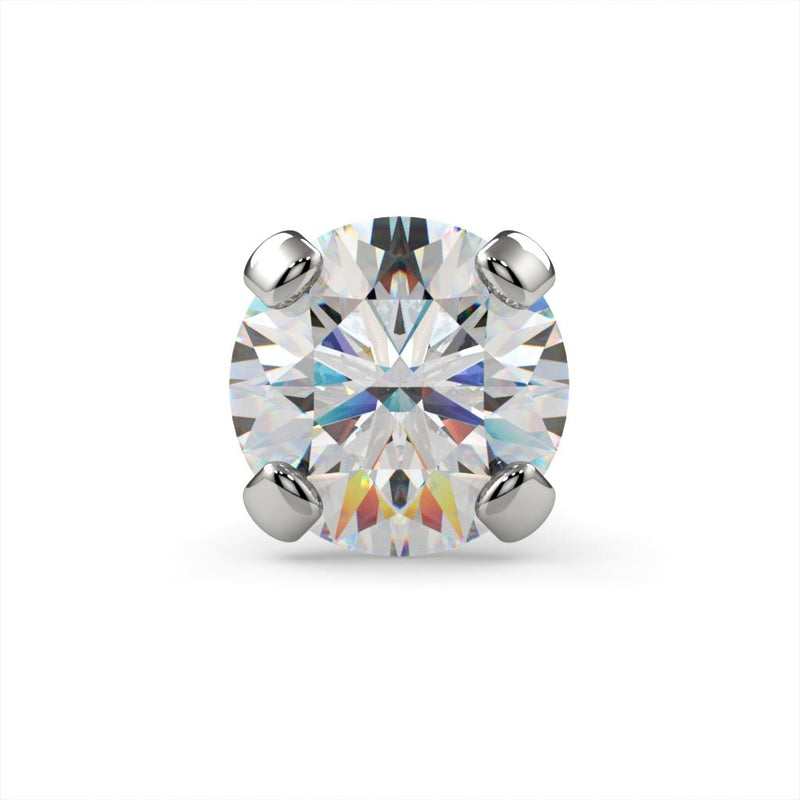 Close-up top-down view of 3mm VS1 diamond in four-prong martini setting, showing full facet sparkle