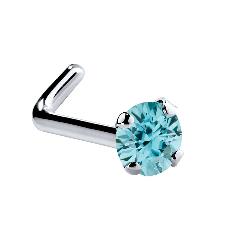 Genuine Blue Zircon 14K Gold Nose Ring