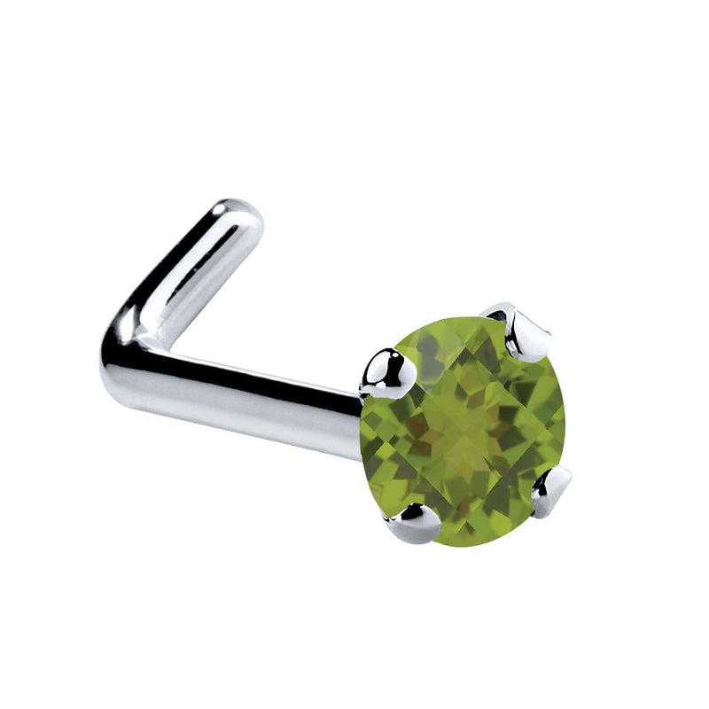 Genuine Peridot 14K Gold Nose Ring