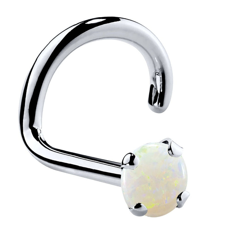 Platinum genuine opal nose ring twist style, 2mm standard opal cabochon with platinum twist