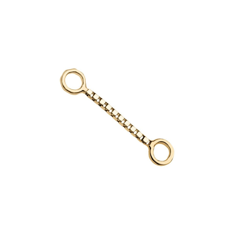 14k yellow gold 8mm box chain piercing connector with octagonal ring ends, product view