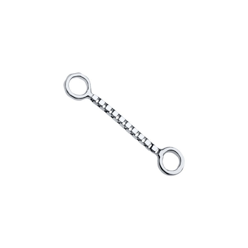 14k white gold 10mm box chain piercing connector, cool-toned polished box links, product view