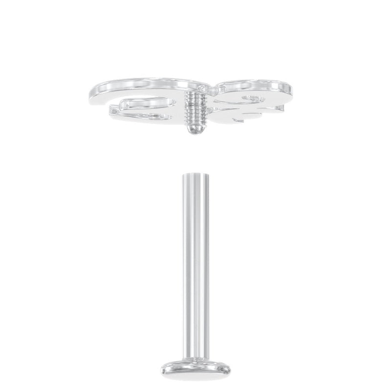 Exploded view of Om flat back stud showing internally threaded end separated from flat back post