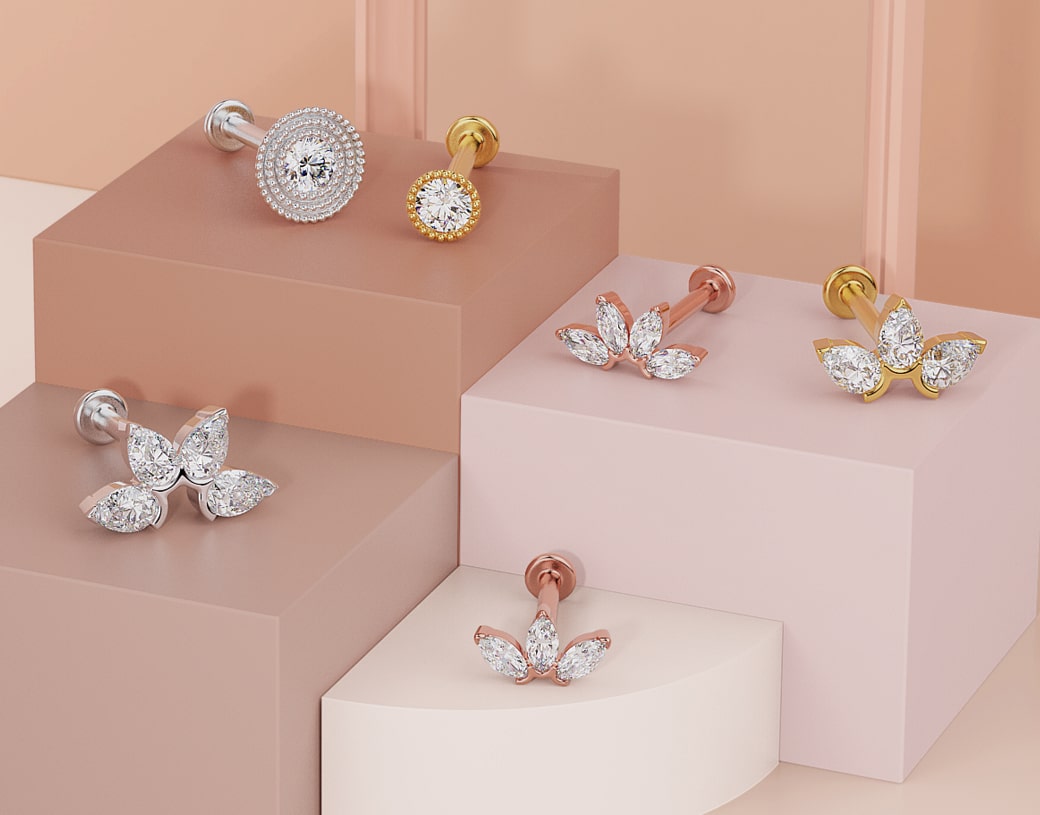 Diamond Cartilage Piercing Earrings