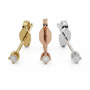 1.5mm diamond high-set earrings on a white background product image.