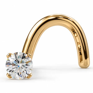 18K Gold 1.5mm Tiny Diamond Prong Nose Ring Stud