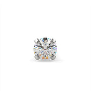 Close-up top-down view of VS1 round diamond in 4-prong white gold nose stud setting