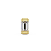14k yellow gold baguette diamond threadless end, front view showing step-cut VS1 diamond in bar setting
