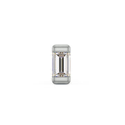 14k white gold baguette diamond threadless push pin end, front view showing step-cut diamond in bar setting