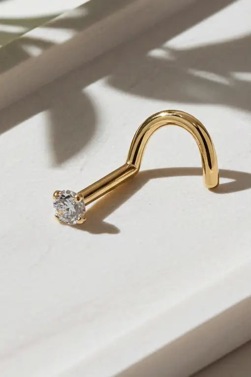 Dainty Diamond Prong Nose Ring Stud gold piercing jewelry