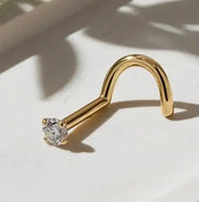 Dainty Diamond Prong Nose Ring Stud gold piercing jewelry