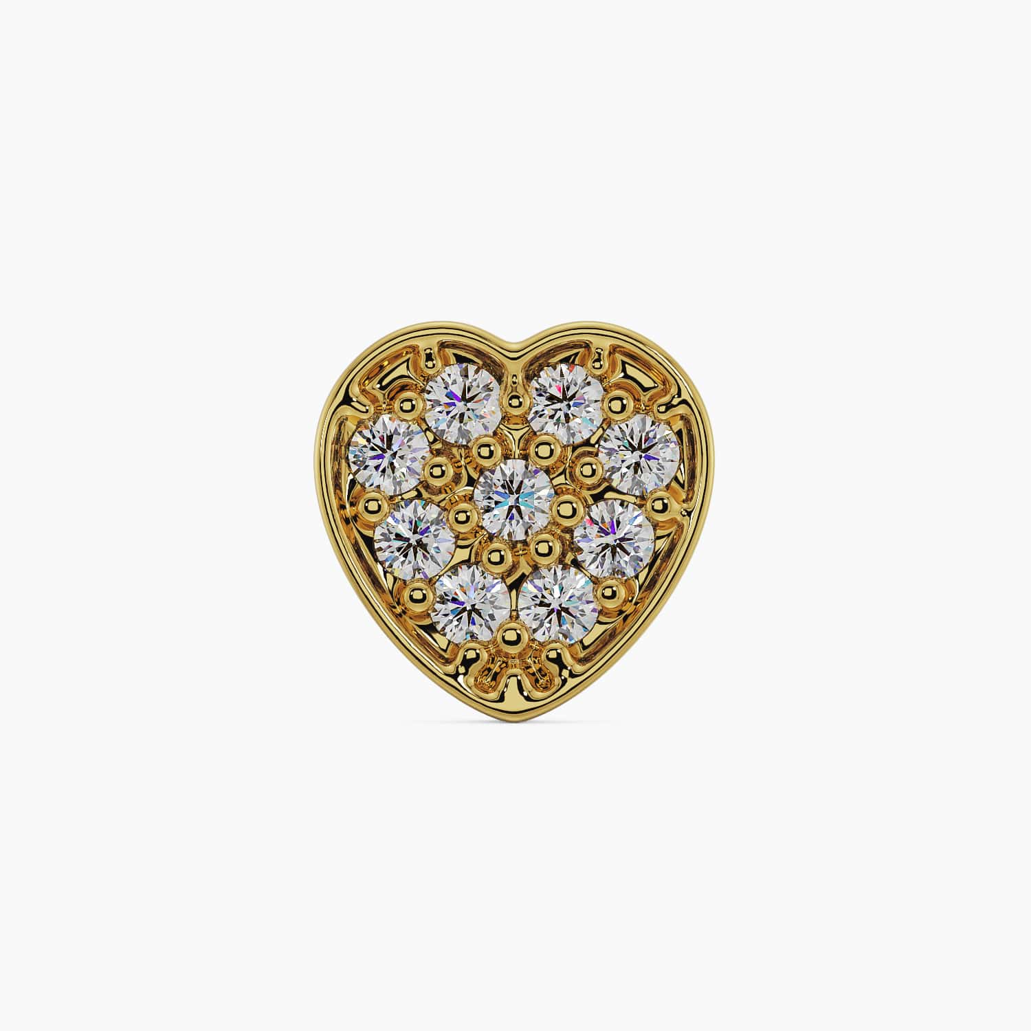 Pave Heart Piercing Stud