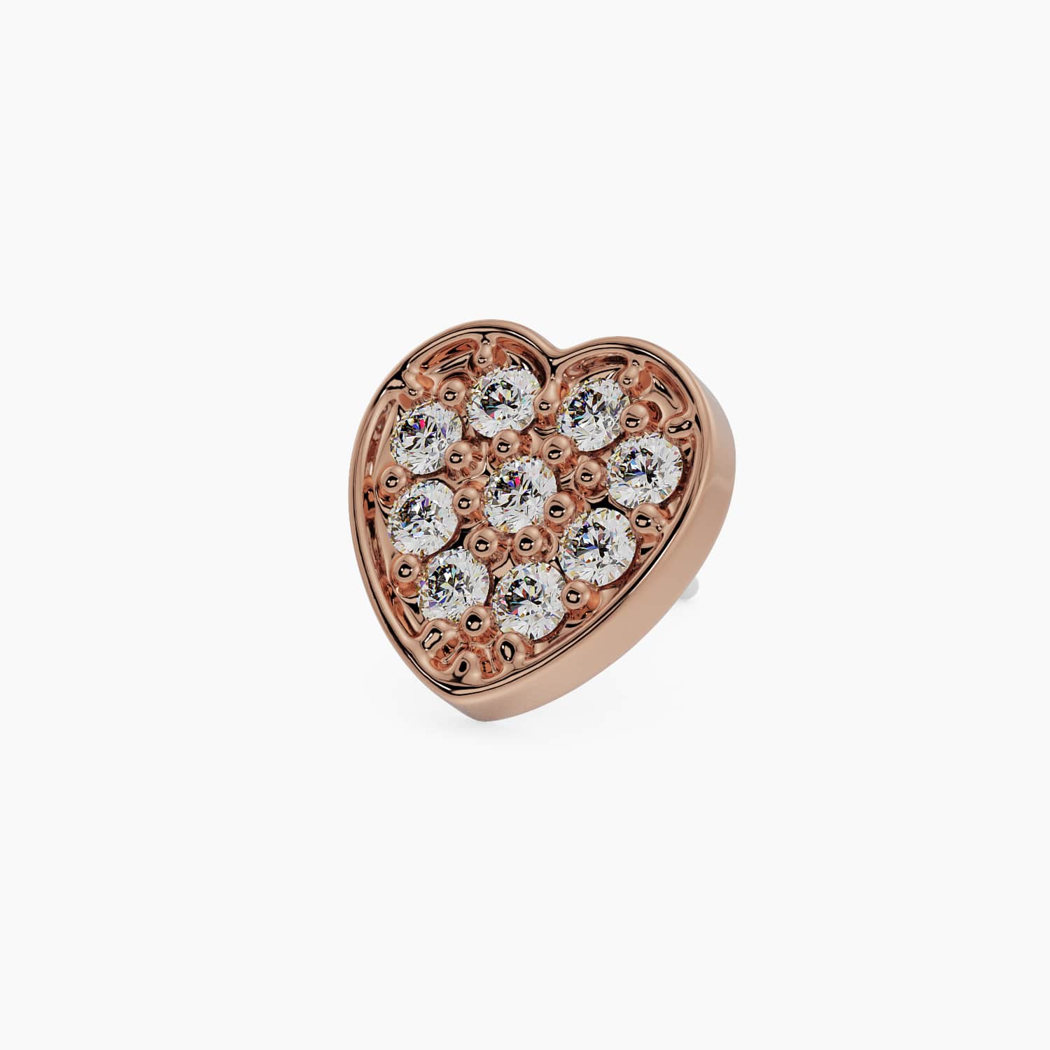 Pave Heart Piercing Stud