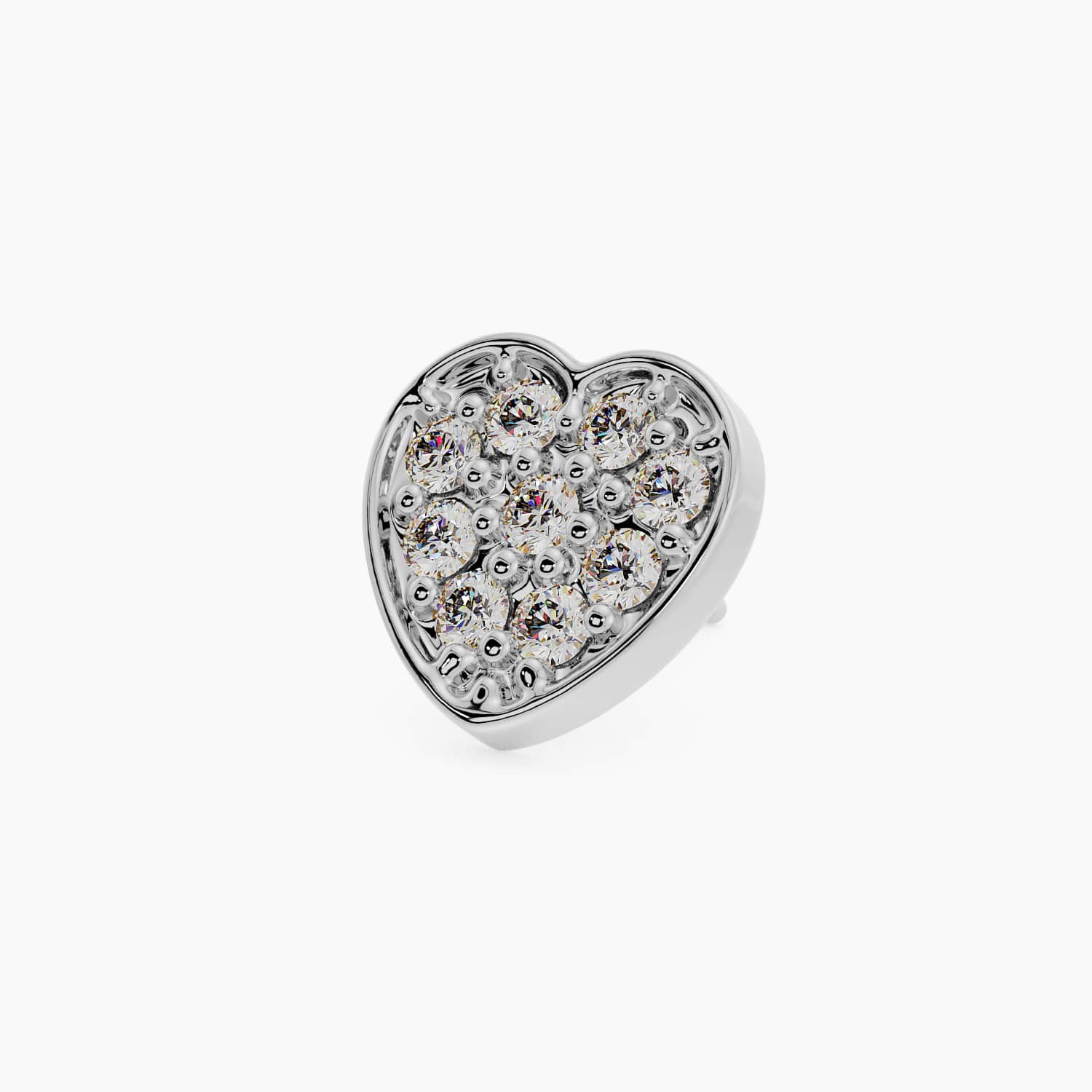 Pave Heart Piercing Stud