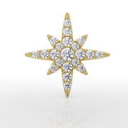 14k yellow gold north star threadless end with 21 pave-set diamonds, front view