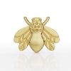 14k yellow gold bee threadless stud end, front view showing engraved wings and textured body