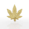 14k yellow gold marijuana leaf threadless piercing stud end, front view showing engraved leaf detail