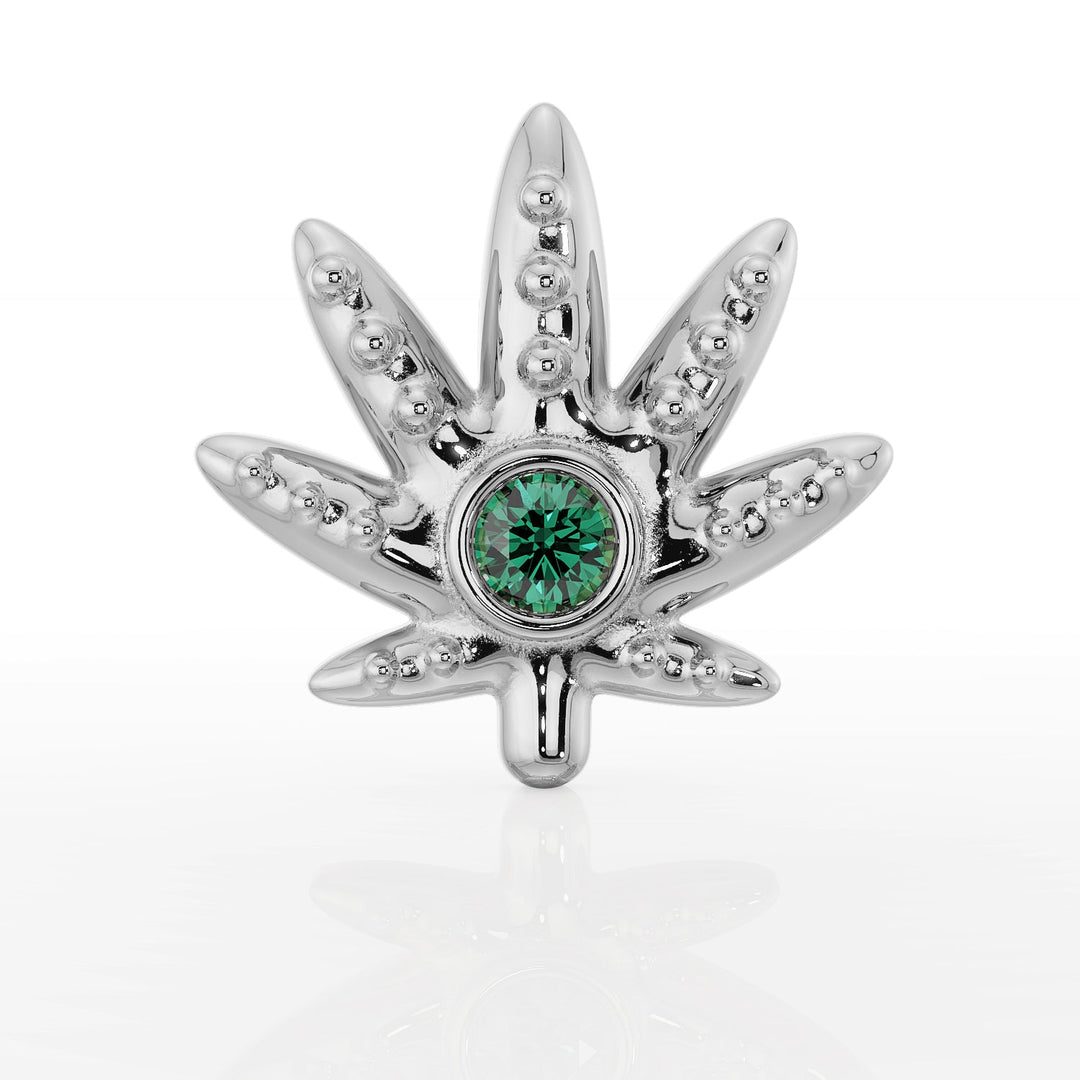 Emerald Marijuana Leaf Push Pin End