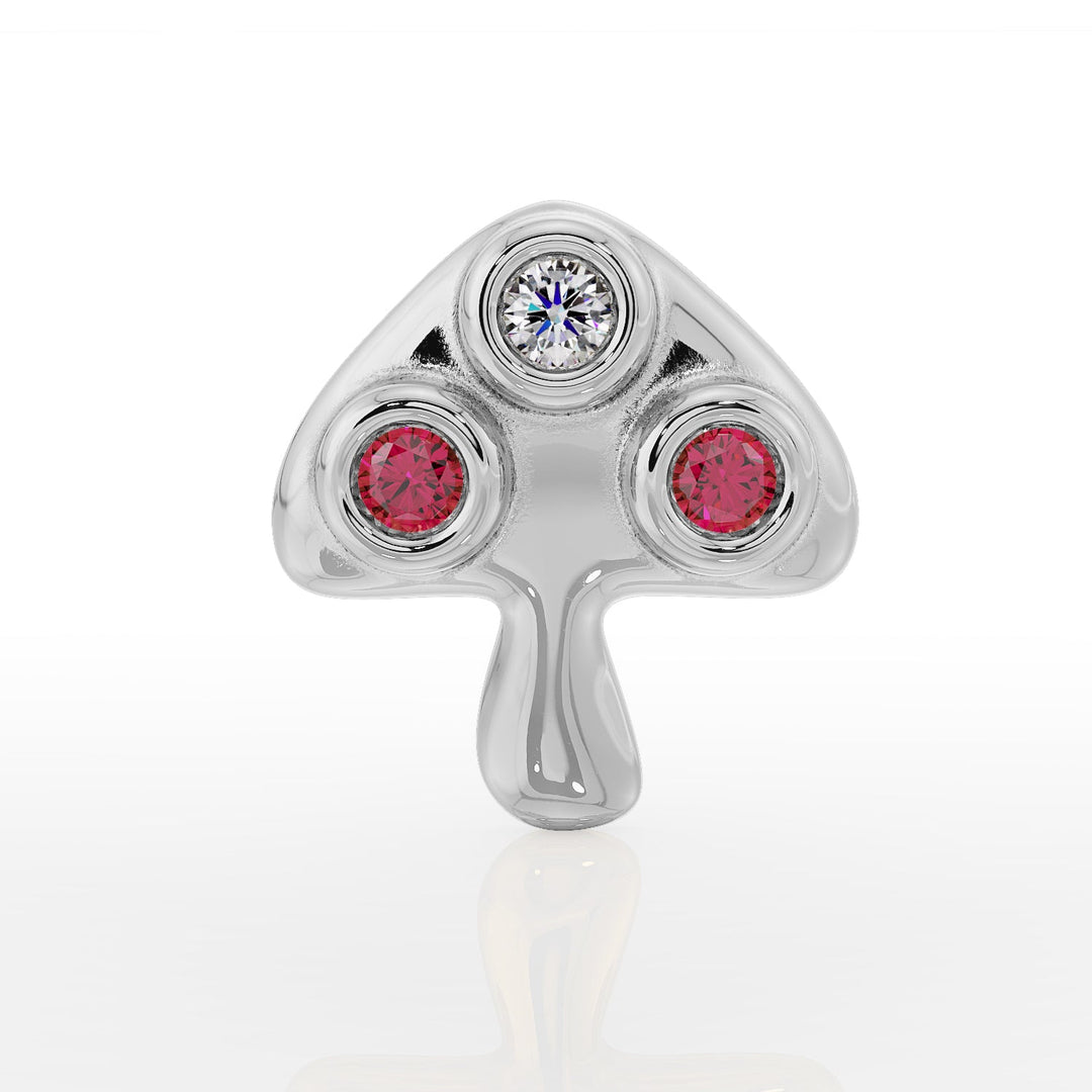 Diamond and Ruby Mushroom Push Pin End