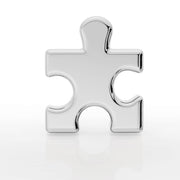 14k white gold puzzle piece threadless stud end, front view with bright polished finish