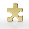 14k yellow gold puzzle piece threadless stud end, front view showing polished solid gold charm