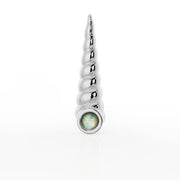 14k white gold opal unicorn horn threadless stud end with bezel-set genuine opal, front view