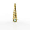 14k yellow gold opal unicorn horn threadless stud end with bezel-set genuine opal, front view