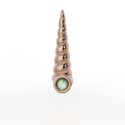 14k rose gold opal unicorn horn threadless stud end with bezel-set genuine opal, front view
